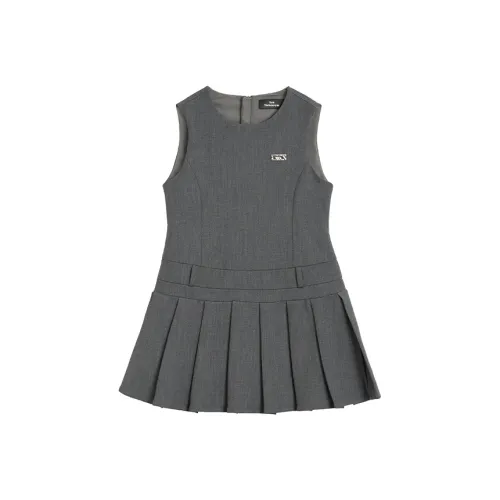 SUNTOMORROW Платье 2025 Осенне-зимний Dou Kou Зеленый Цветочный дизайн Серый Mikachi Подростки