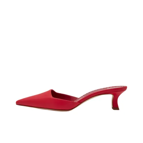 MANOLO BLAHNIK Нет Особенный Эффект Домашние тапочки 5 см Женские Красный