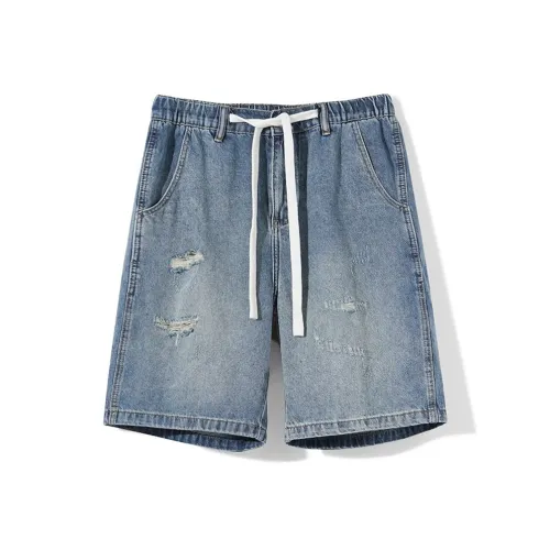 SLLAVIF Выстиранный Цвет Мужские Джинсовые Шорты
