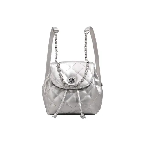 DIFFERENT FACES ПУ (полиуретан) Рюкзак Стандартный Женские Серебристый