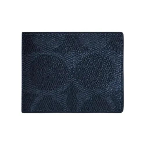 COACH Кошелек Billfold с покрытием Холст Мини Унисекс Темно-синий