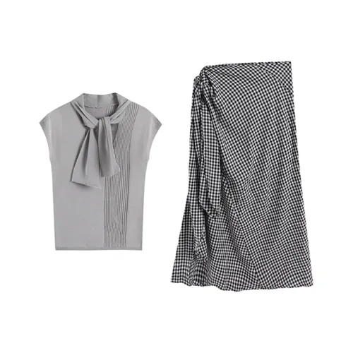 TIBINB Серый Женские Комплекты с Юбкой