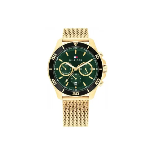 Tommy Hilfiger Мужская коллекция Jordan Наручные часы Кварцевый механизм Ремешок из нержавеющей стали 43 мм Зеленый циферблат Мужские часы