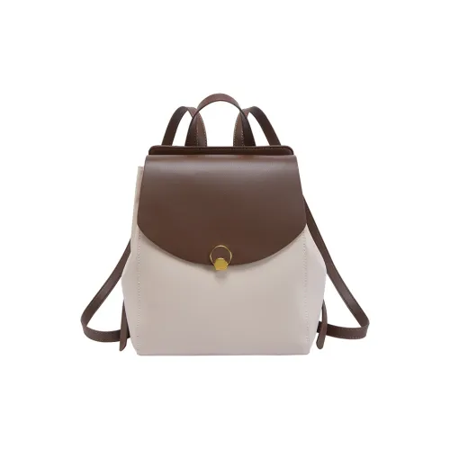 Narandu Рюкзак из коровьей кожи с синтетической кожей большой женский белый и кофейный