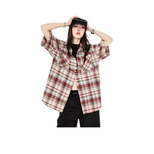 MUMUTU Короткий рукав клетчатый женские рубашки