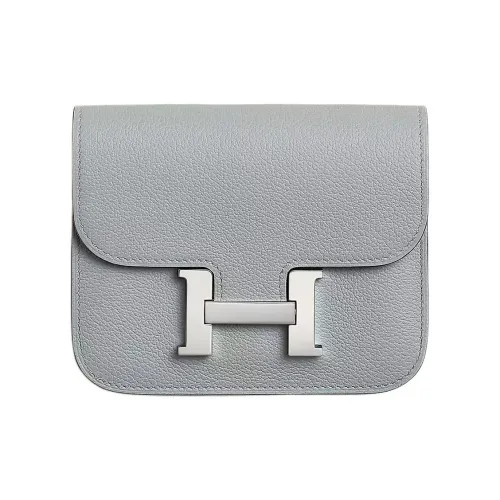 HERMES Constance Slim Evercolor Телячья кожа Кошелек Женские Серый Синий Яшмовый