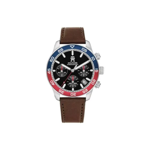 Tommy Hilfiger TH85 Collection Мужские часы Кварцевый механизм Естественная кожа Ремешок 41 мм Черный циферблат