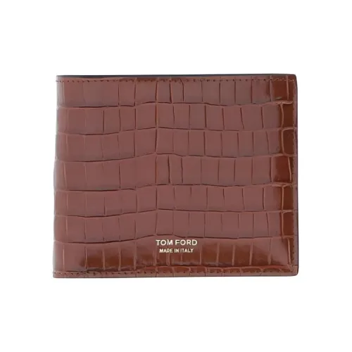 TOM FORD Кожаный держатель для карт и кошелек мужской красный коричневый