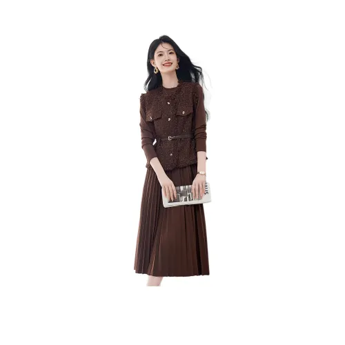 XINFEIYU Кофейный женский комплект с юбкой