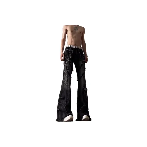 MORii Черный Серый Цвет Унисекс Джинсы