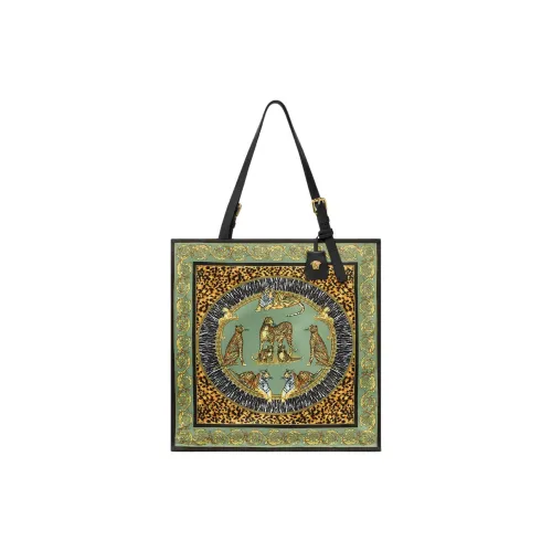 VERSACE Полиэстер Тоут Сумка Сумка для покупок Сумка Сумка через плечо Мужская Зеленая и Черная