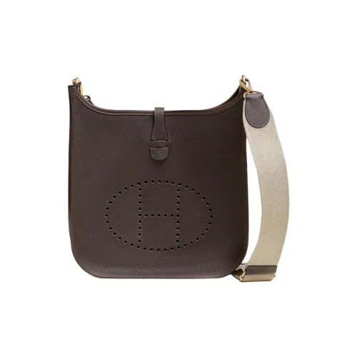 HERMES Evelyne BARENIA Natural Leather Crossbody Bag Shoulder Bag Women's Ebony Light Taupe