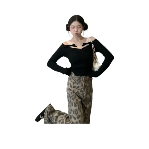 MUCCHIC Премиум Черный Женские T-рубашки