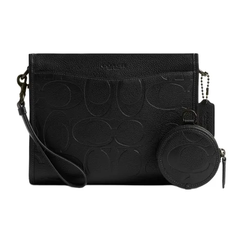 COACH Hitch Коровья кожа Сумка через плечо Большая Унисекс Черная