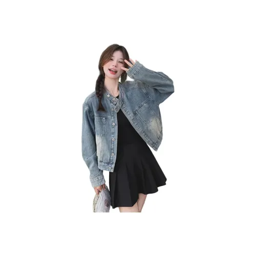 HTHK Выстиранный Синий Женский Куртки