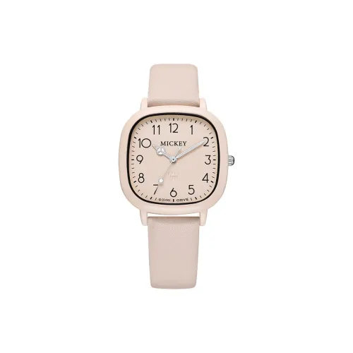 Disney Mickey Series Кварцевый механизм Кожаный ремешок Часы Женские часы Белый циферблат