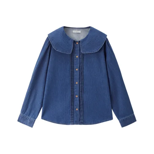 Giordano 63 Темно-синий Синий Женская Рубашка