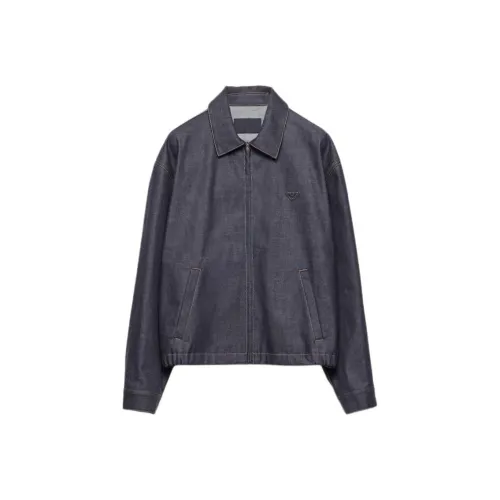 PRADA Мужские Джинсовые Куртки Морского Синего Цвета