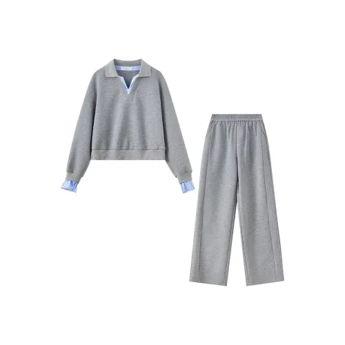 SENTUBILA Серый Патч Полосы Женские Повседневные Костюмы