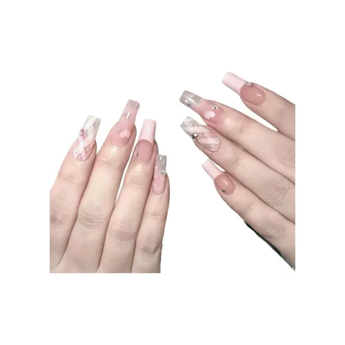 T Z Роскошь Премиум Feel с Ромб Клетчатый False Nail MID Длина Светло-розовый Румяна Stain Flashing