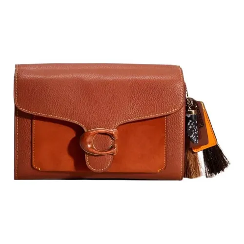 COACH Tabby Кожа с Замшей Сумка через плечо Маленькая Женская Оранжевая Коричневая