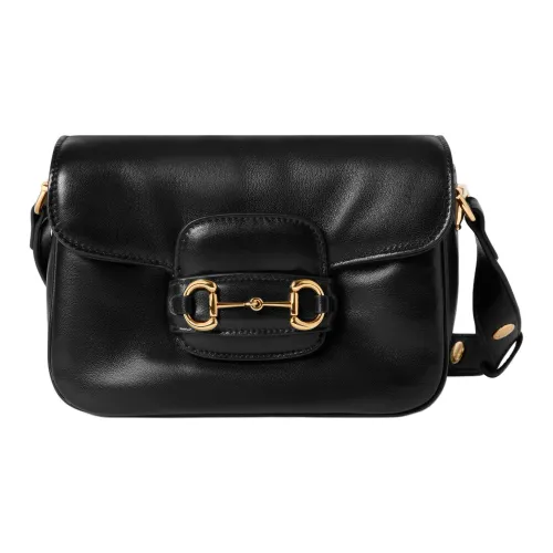 GUCCI Horsebit 1955 Кожа Сумка через плечо Мини Женская Черная
