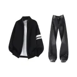 Чёрный + Углеродный Чёрный Брюки