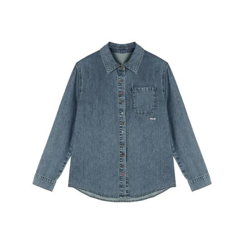 XIANGYING Джинсовый синий Женские рубашки