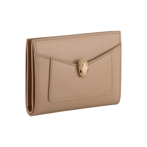 BVLGARI Serpenti Forever Телячья кожа Держатель для карт Женские Коричневый