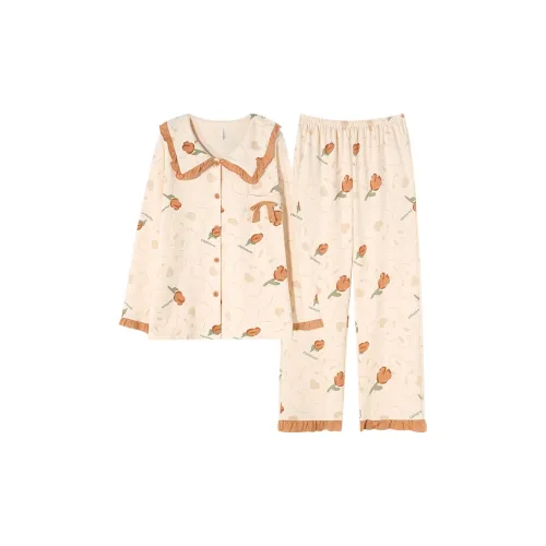 XIAFENYAN Светло-желтый женский пижамный комплект