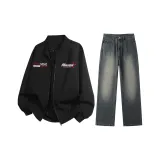 Комплект одежды (Черный топ + Винтажные синие штаны)