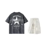 Серый футболка + белые шорты Сюаньу