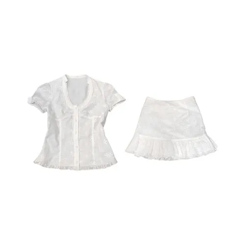 TIBINB Белый Женские Комплекты с Юбкой