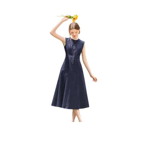 TOUCH Темно-синий Женские Платья без рукавов