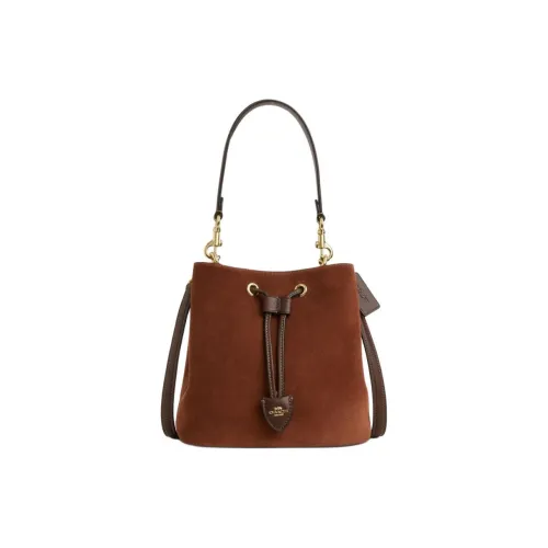 COACH Rowan Коровья кожа Ведрообразная сумка Сумка через плечо Сумка среднего размера Женская Коричневая