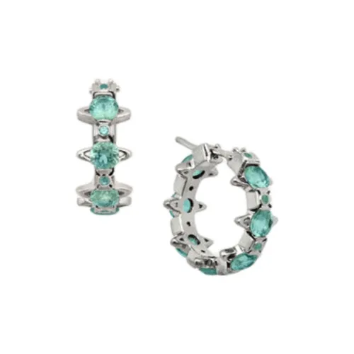 Вивьен Вествуд Brass Earrings Женские Серебро Зеленый Бриллиант
