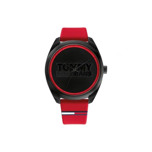 Tommy Hilfiger Мужские часы Кварцевый механизм Резиновый ремешок 44 мм Черный циферблат