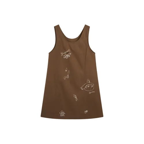 ZIHAN Кофейно-коричневые Женские Платья без рукавов