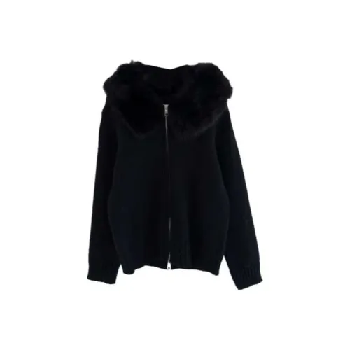 LOWEAR Норковый мех Hooded Knit Zip Up Jacket Women's