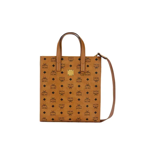 MCM Klassik Visetos Покрытый холст с кожей наппа комбинированная сумка-тоут сумка для покупок сумка с боковой гармошкой