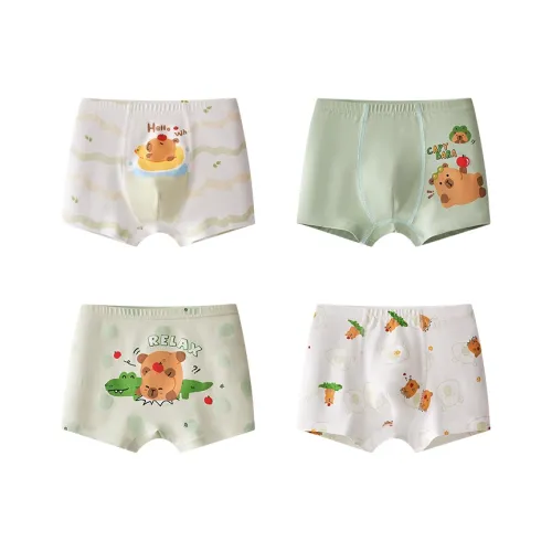 Хлопок 4 пачки Белый + Зеленый + Светло-зеленый + Белый детское нижнее белье