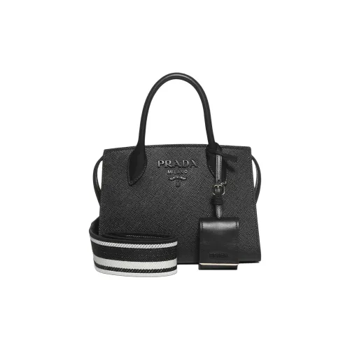 PRADA Кожа Тоут Сумка Сумка для покупок Сумка унисекс черного цвета