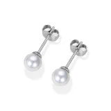 [1 пара] 6 мм Серьги-гвоздики с жемчугом [Медицинский стандарт Титановый сплав]