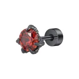 [Single] Красный ромб серьги-гвоздики с пятилезвием Screwback