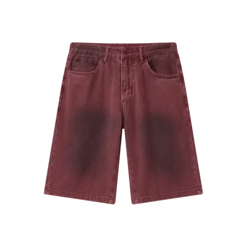 CAISEDI Мужские шорты из денима бордового цвета