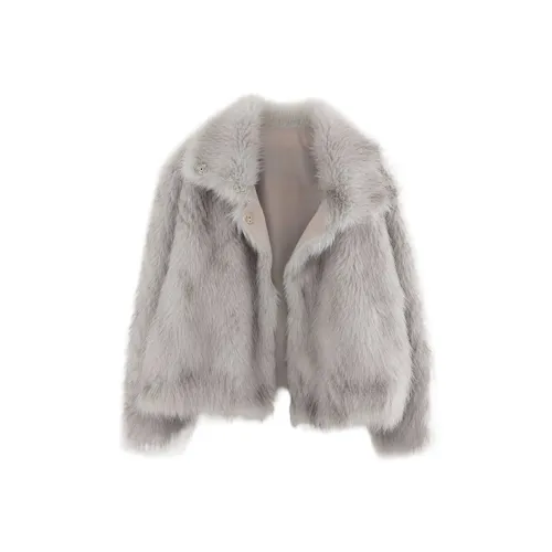 LOWEAR Eco Fake мех Высокий воротник Куртка Куртки Пальто Женские