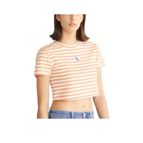 Calvin Klein T-рубашка Женская Айвори Тропический Оранжевый