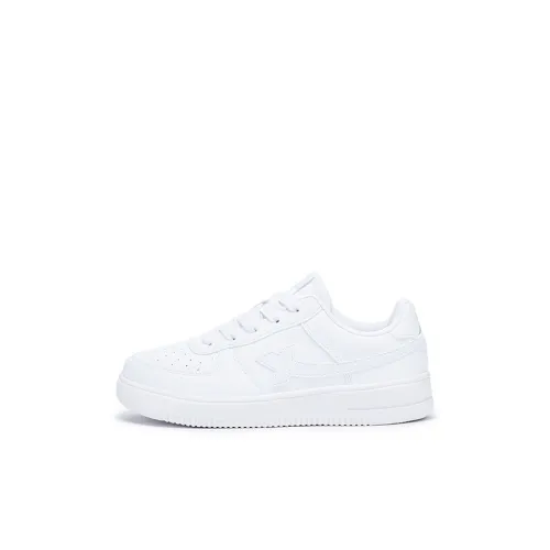 XTEP Air Force 1 Амортизация Устойчивый к истиранию Дышащий Низкий Верх Детские Скейтбординг Белый Серебряный Подростки