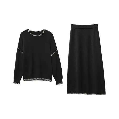SYEEE WITH U Черный Женские Комплекты с Юбкой