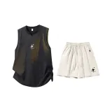 Комплект одежды (Черный топ + Штаны цвета экрю)